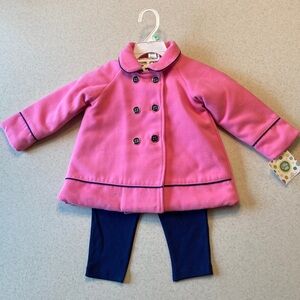 NWT Little Me Pink 3 Pc. Set: Coat + Top + Pant Size 18 Month
